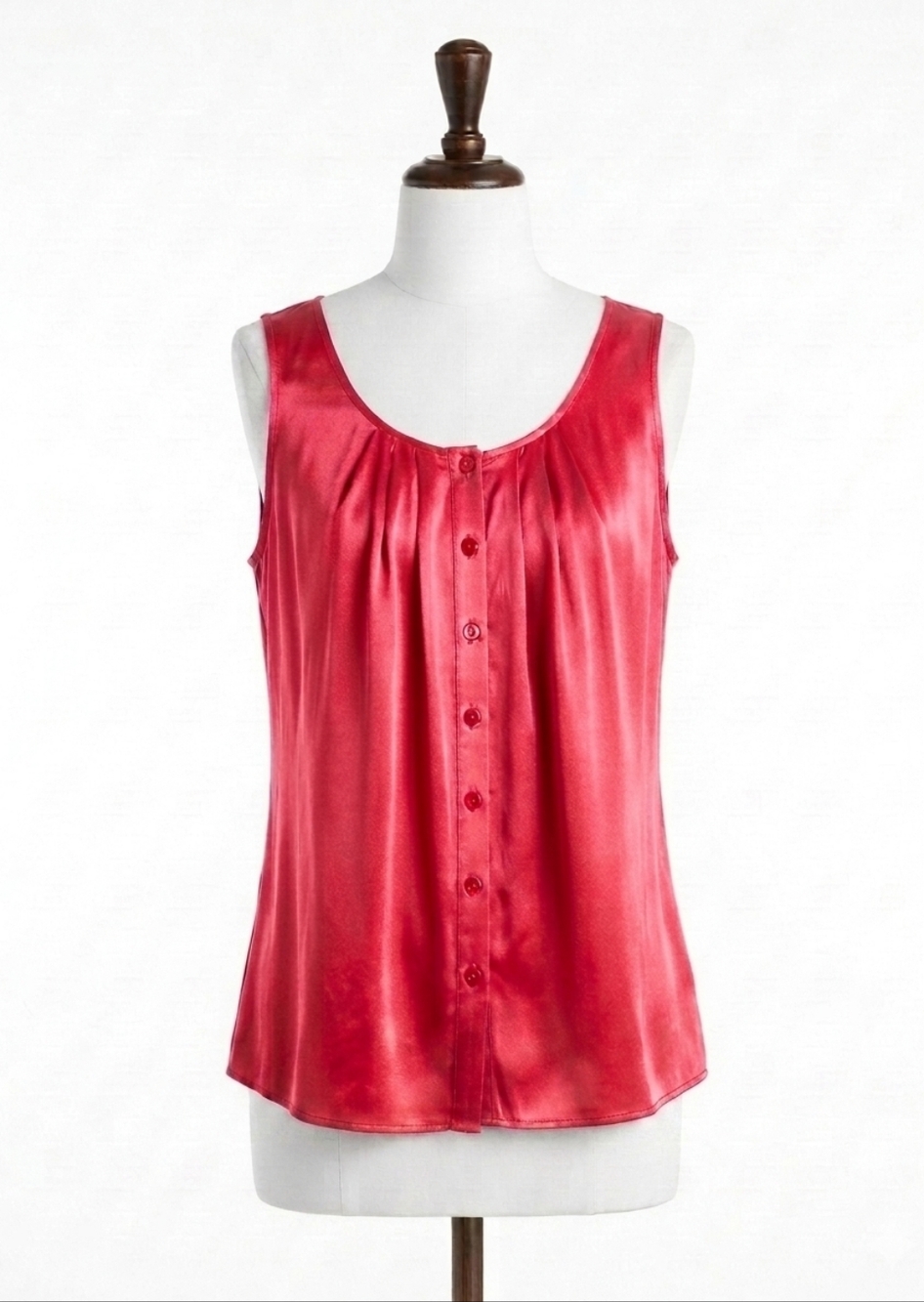 ANN TAYLOR Silky 7-Button Fuchsia Tunic